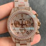 Iced Out Rolex Daytona Rose Gold Diamond Arabic Numerals Dial JVS Factory Watch